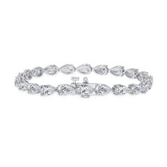 Bracciale tennis con diamanti taglio pera certificato GIA 11,57 CTW in oro bianco 14K
