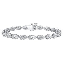 GIA Certified 11.57 CTW Pear Cut Diamond Tennis Bracelet in 14K White Gold
