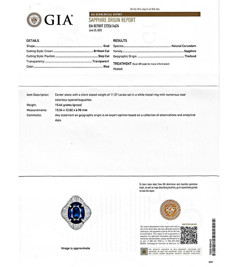 GIA zertifizierter 11,57ct Saphir 1,90ct Diamant Ring im Zustand „Gut“ im Angebot in New York, NY