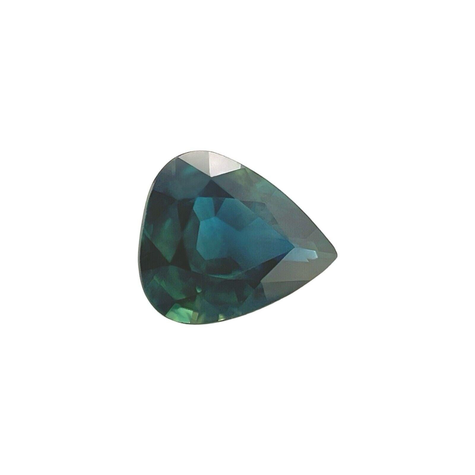 GIA CERTIFIED 1.15ct NATURAL Blue Sapphire UNTREATED Pear Teardrop Cut Gem

GIA Certified Natural Untreated Blue 'Teal' Sapphire Gemstone.
Fine quality sapphire with a unique teal blue colour.
1.15 Carat with very good clarity, a very clean stone.