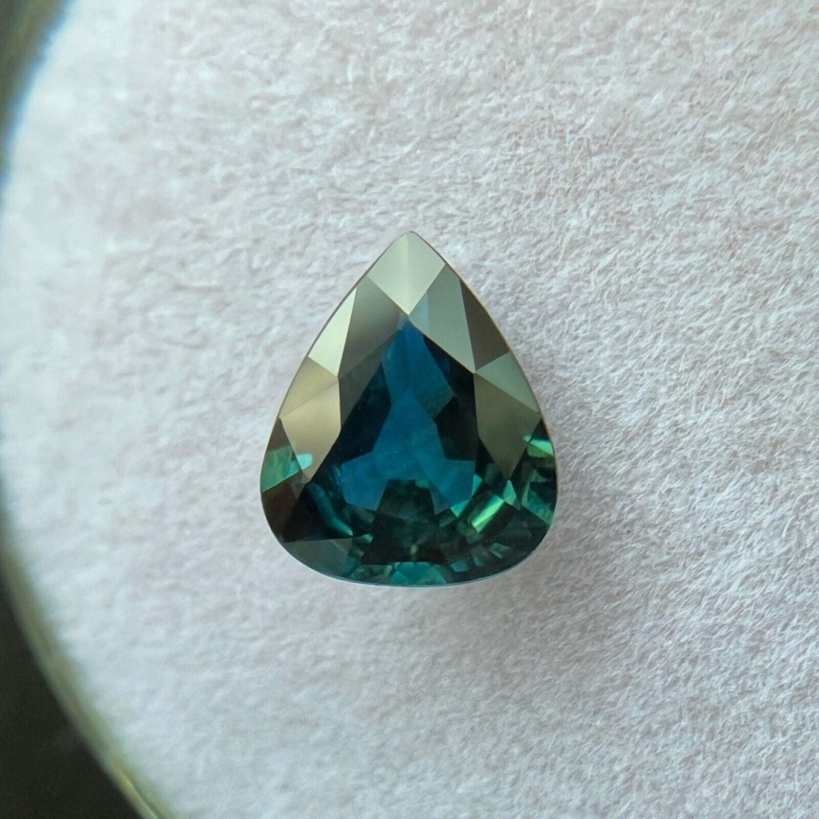 Gia Certified 1.15ct NATURAL Blue Sapphire Untreated Pear Teardrop Cut Gem In New Condition For Sale In Birmingham, GB