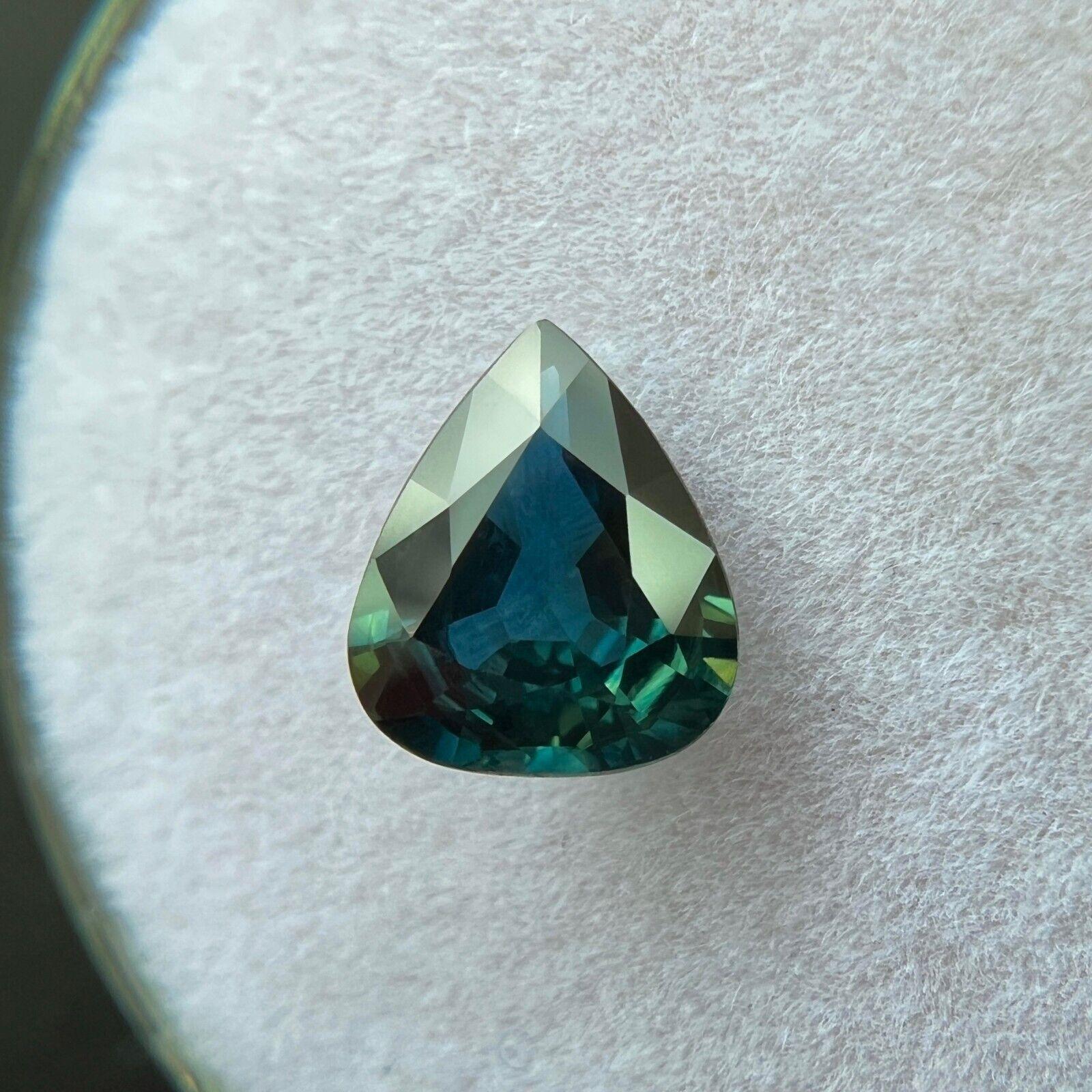 Women's or Men's Gia Certified 1.15ct NATURAL Blue Sapphire Untreated Pear Teardrop Cut Gem For Sale