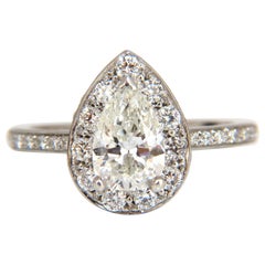 GIA Certified 1.15ct Pear Shape diamond ring 1.00ct. round accents platinum*