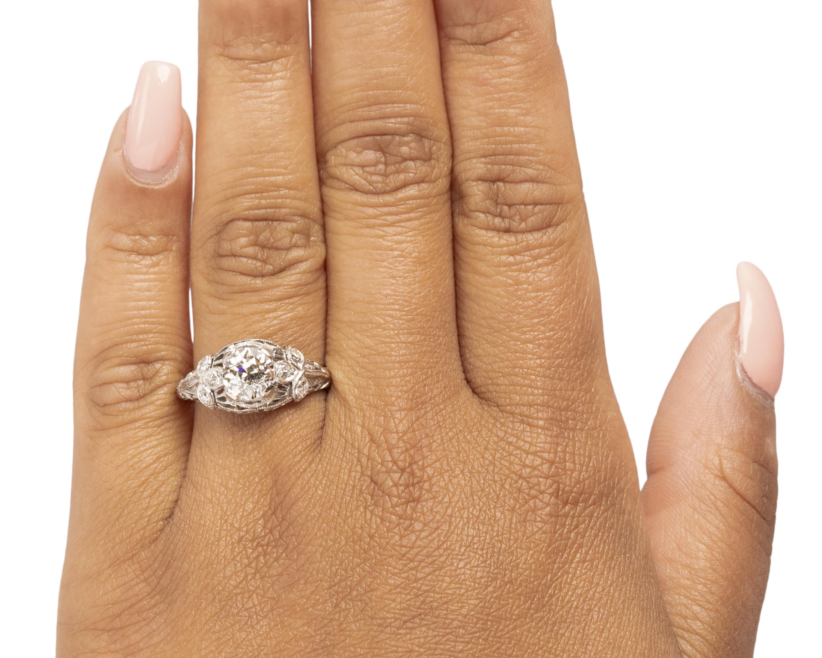 Women's GIA Certified 1.16 Carat Art Deco Diamond Platinum Engagement Ring For Sale