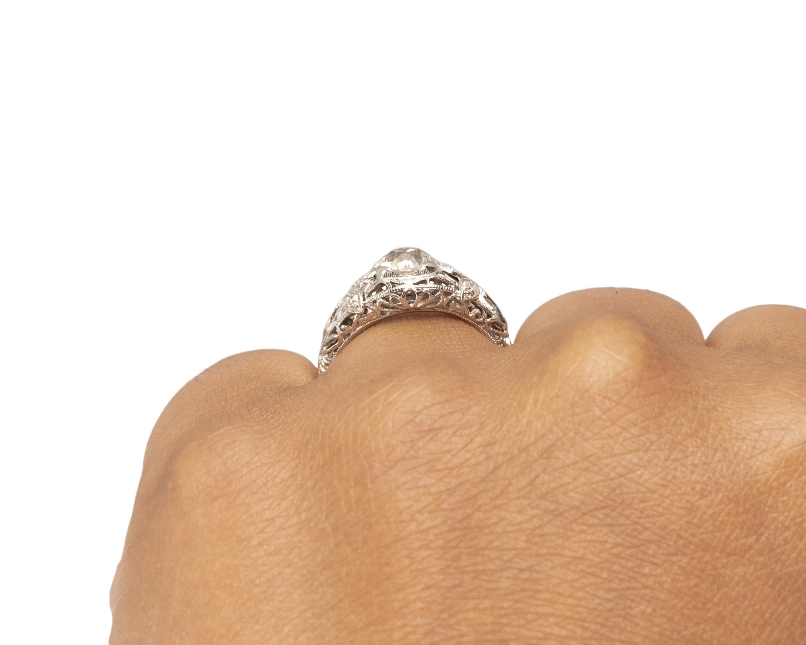 GIA Certified 1.16 Carat Art Deco Diamond Platinum Engagement Ring For Sale 1