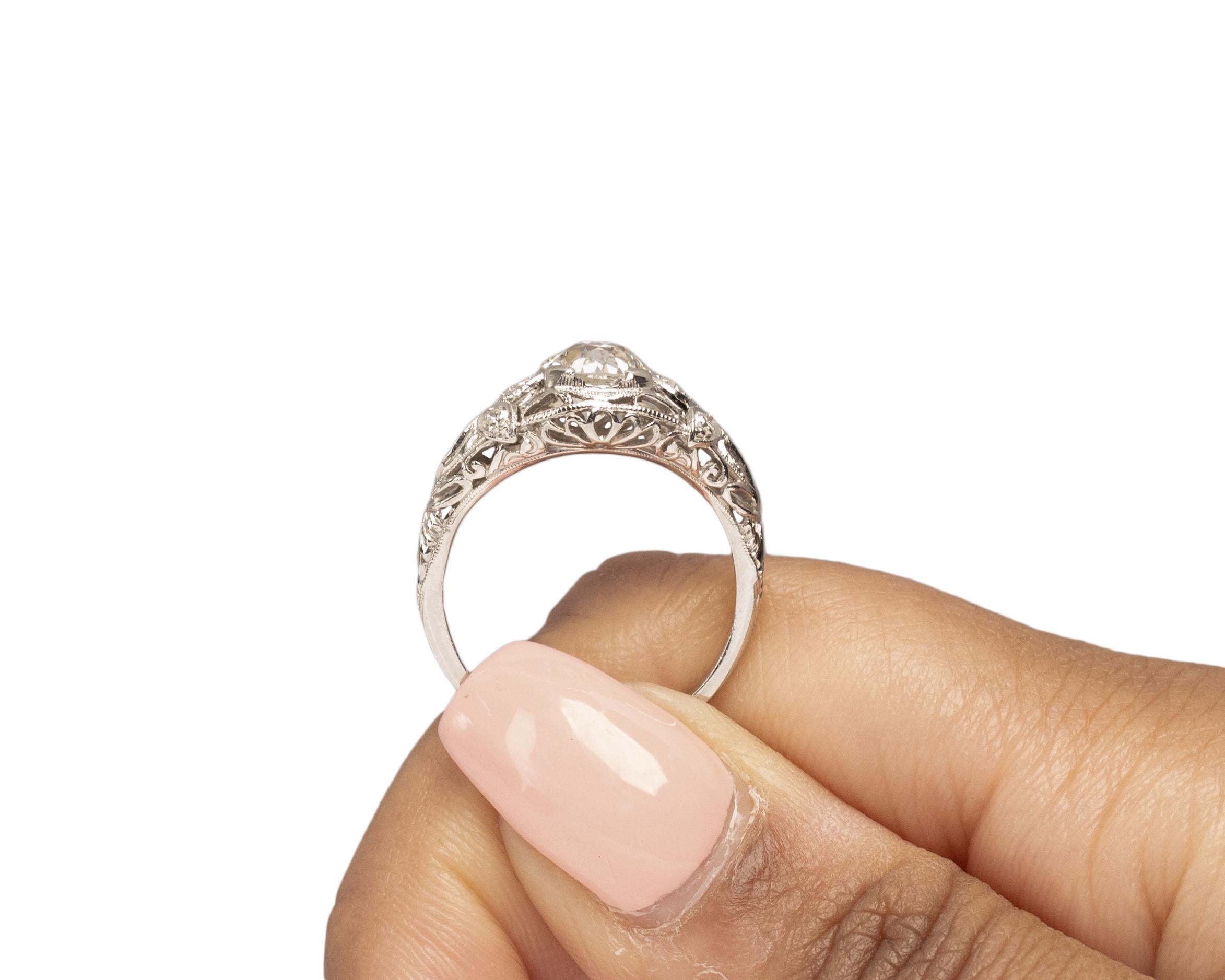 GIA Certified 1.16 Carat Art Deco Diamond Platinum Engagement Ring For Sale 3