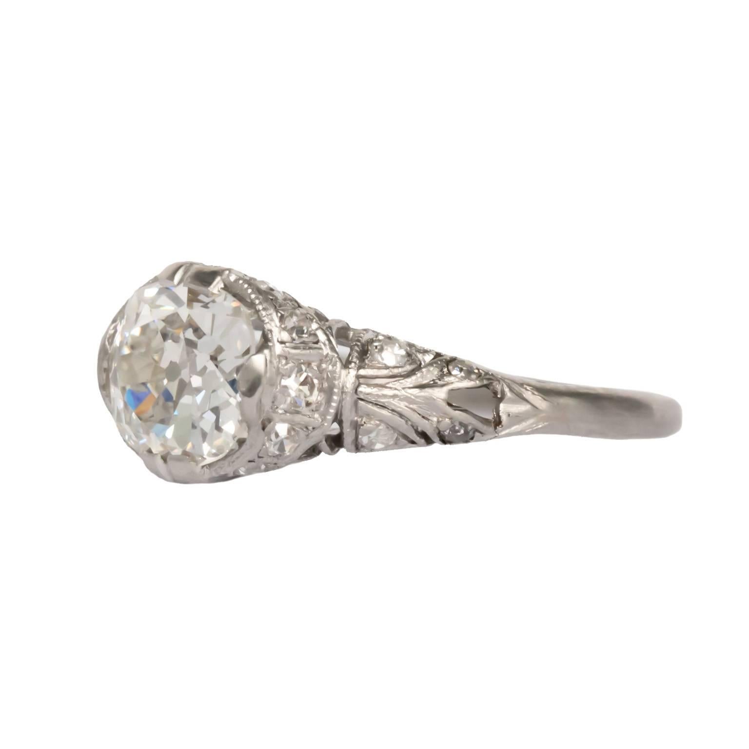 Item Details: 
Ring Size: 5
Metal Type: Platinum
Weight: 2.4 grams

Center Diamond Details
GIA CERTIFIED Center Diamond - Certificate # 6183881754
Shape: Cushion Brilliant
Carat Weight: 1.16 carat
Color: I
Clarity: VS1

Side Stone Details: 
Shape: