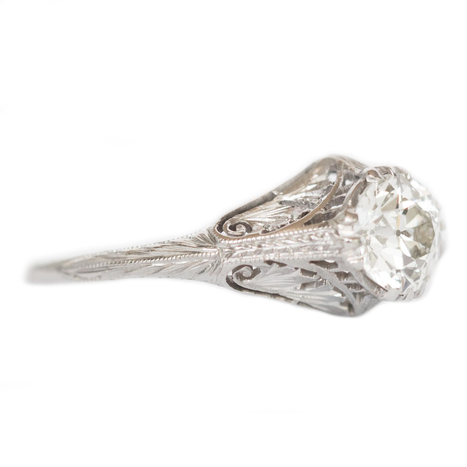 Art Deco GIA Certified 1.16 Carat Diamond Platinum Engagement Ring