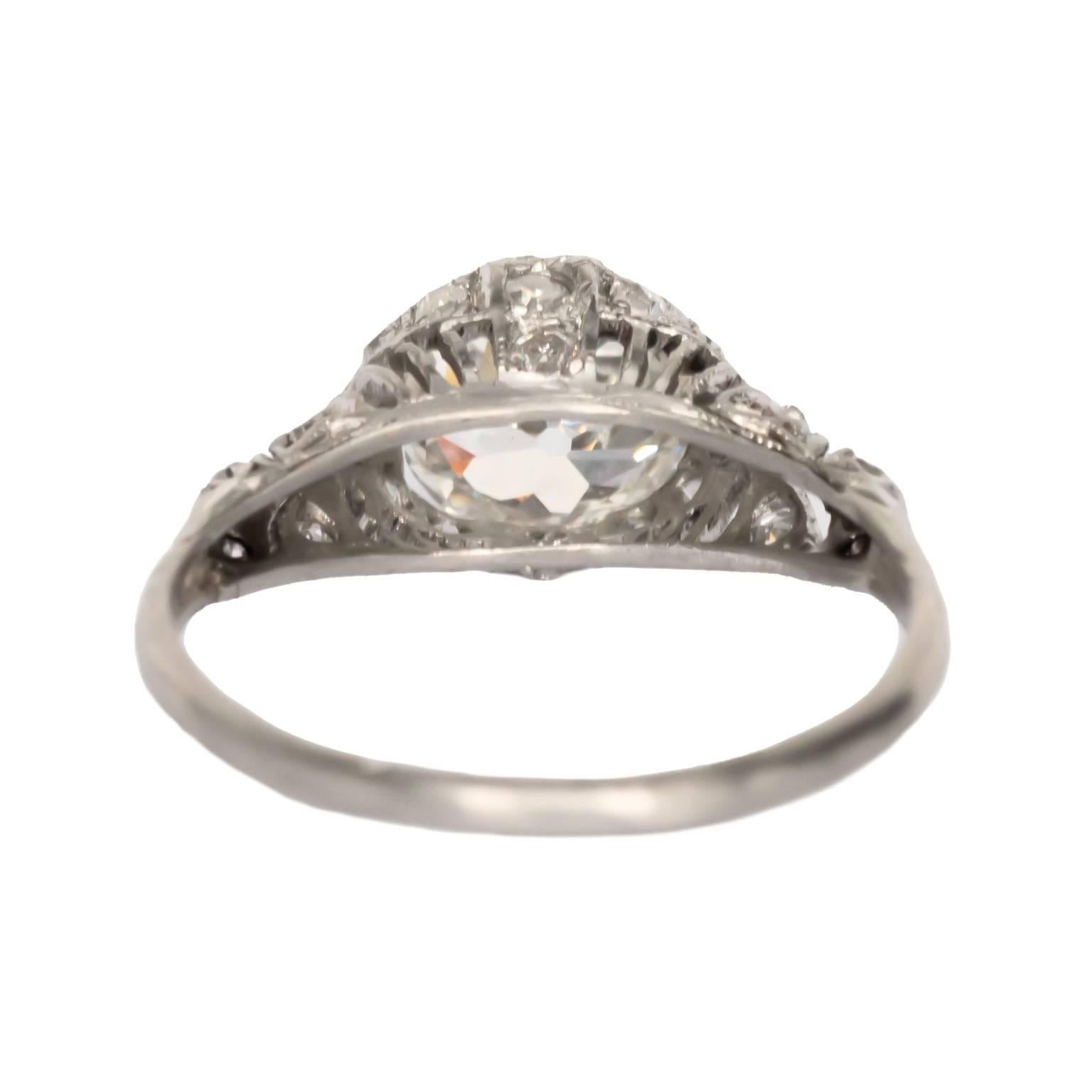 Edwardian Gia Certified 1.16 Carat Diamond Platinum Engagement Ring For Sale