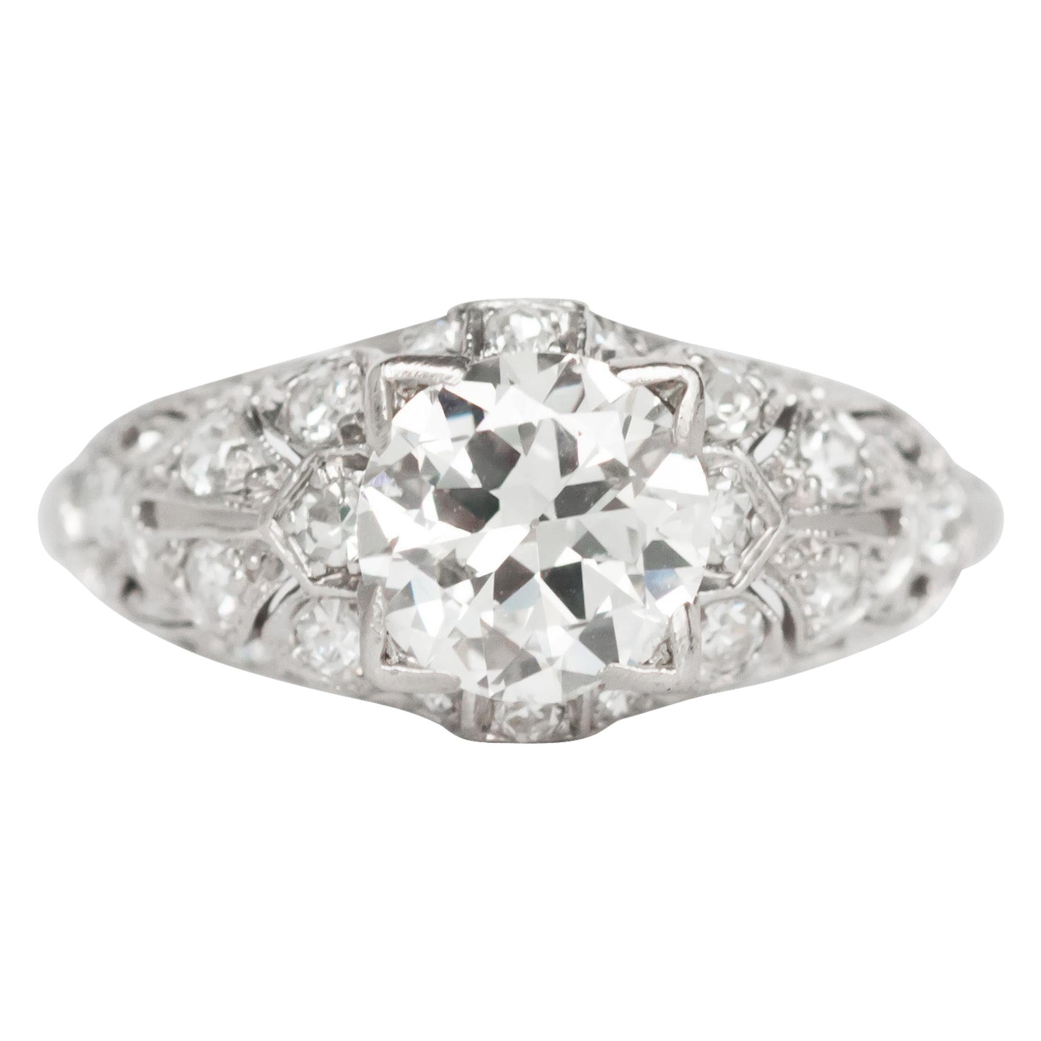 GIA Certified 1.16 Carat Diamond Platinum Engagement Ring For Sale