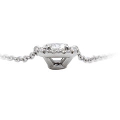 GIA Certified 1.16 Carat E-F Color VS Clarity Halo Round Diamond Chain Pendant
