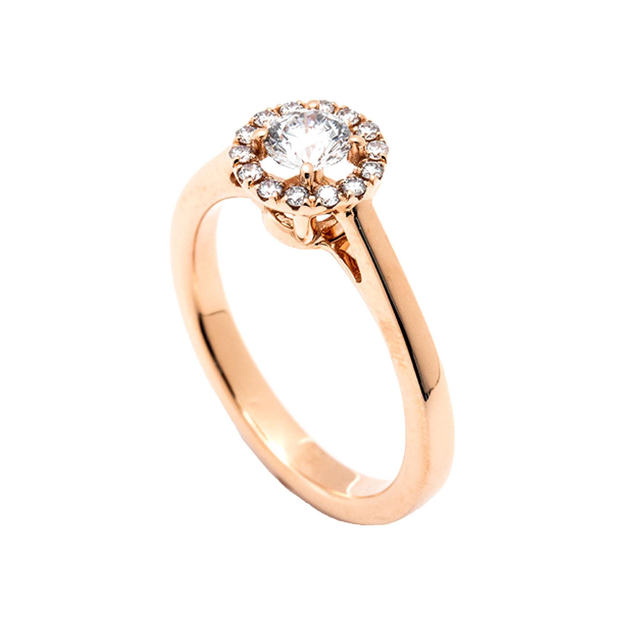 Round Cut GIA Certified 1.16 Carat E-F Color VS Clarity Round Diamond Gold Halo Ring For Sale