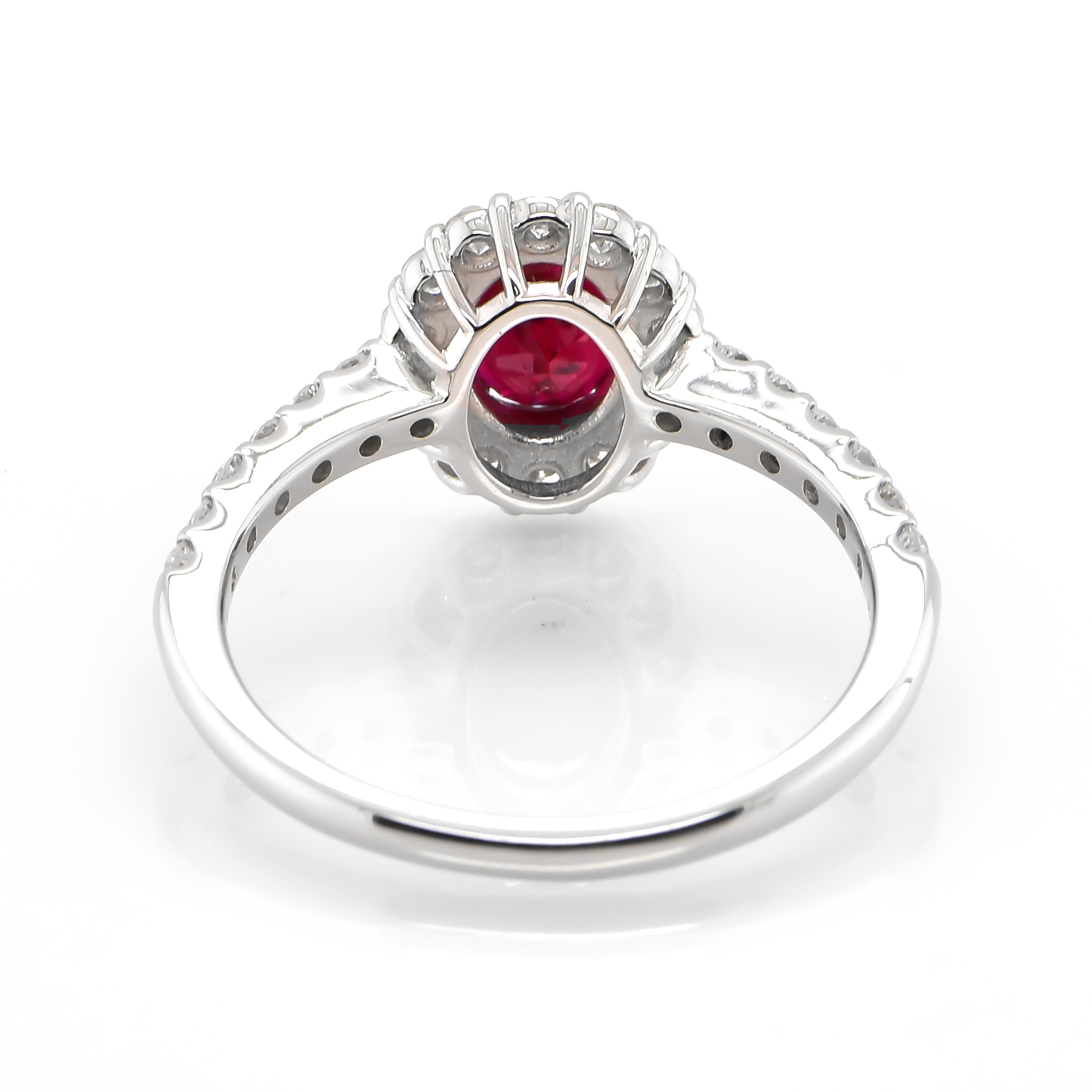 Women's GIA Certified 1.16 Carat, No Heat, Blood Red, Burmese Ruby Ring Made in Platinum For Sale