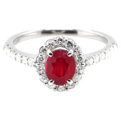 Vintage GIA Certified 1.16 Carat, No Heat, Blood Red, Burmese Ruby Ring Made in Platinum
