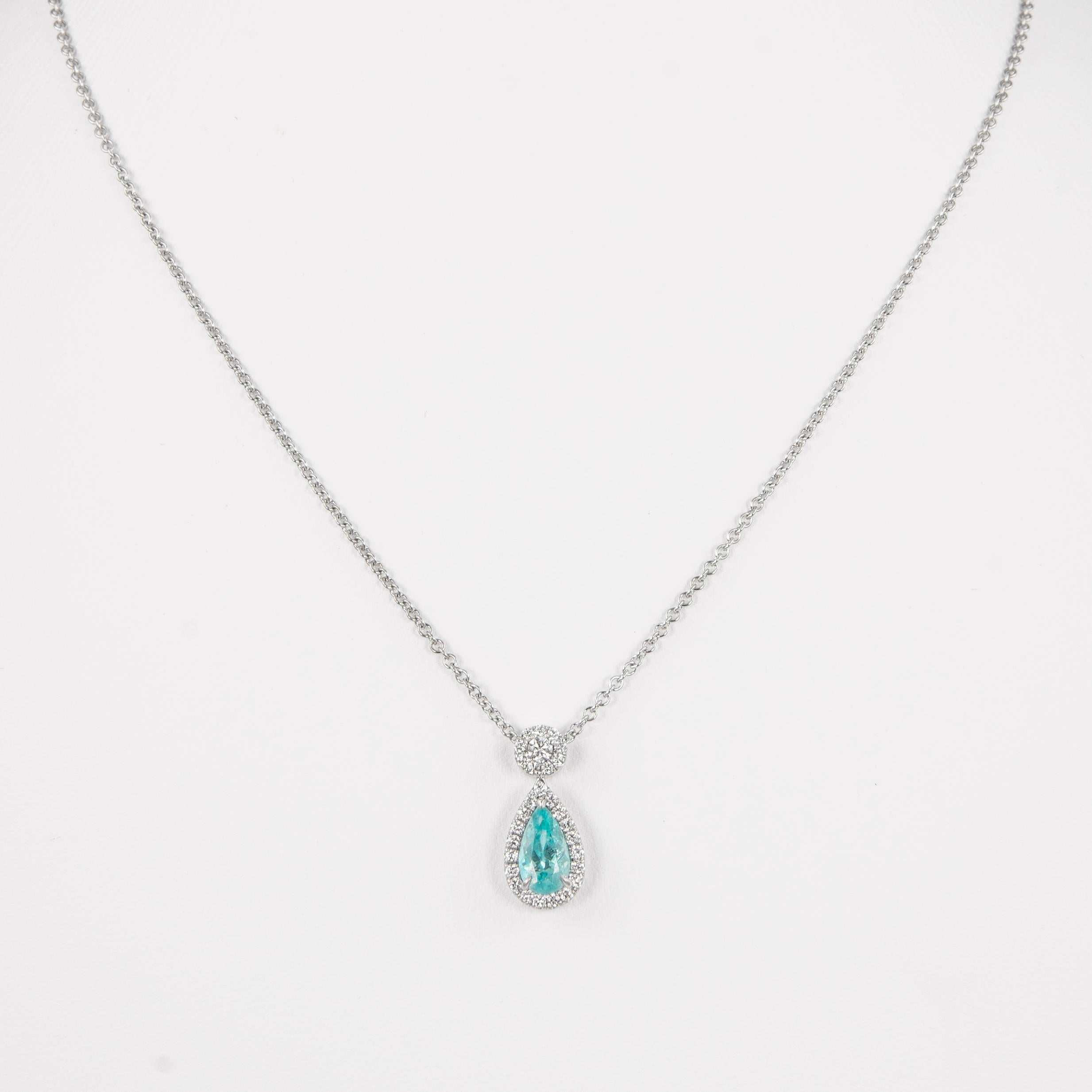 Alexander GIA 1.16 Carat Paraiba Tourmaline with Diamonds Pendant Necklace 18k In New Condition In BEVERLY HILLS, CA
