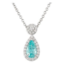 Alexander GIA 1,16 carati di tormalina Paraiba con diamanti Collana con ciondolo 18k