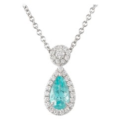 Alexander GIA 1.16 Carat Paraiba Tourmaline with Diamonds Pendant Necklace 18k