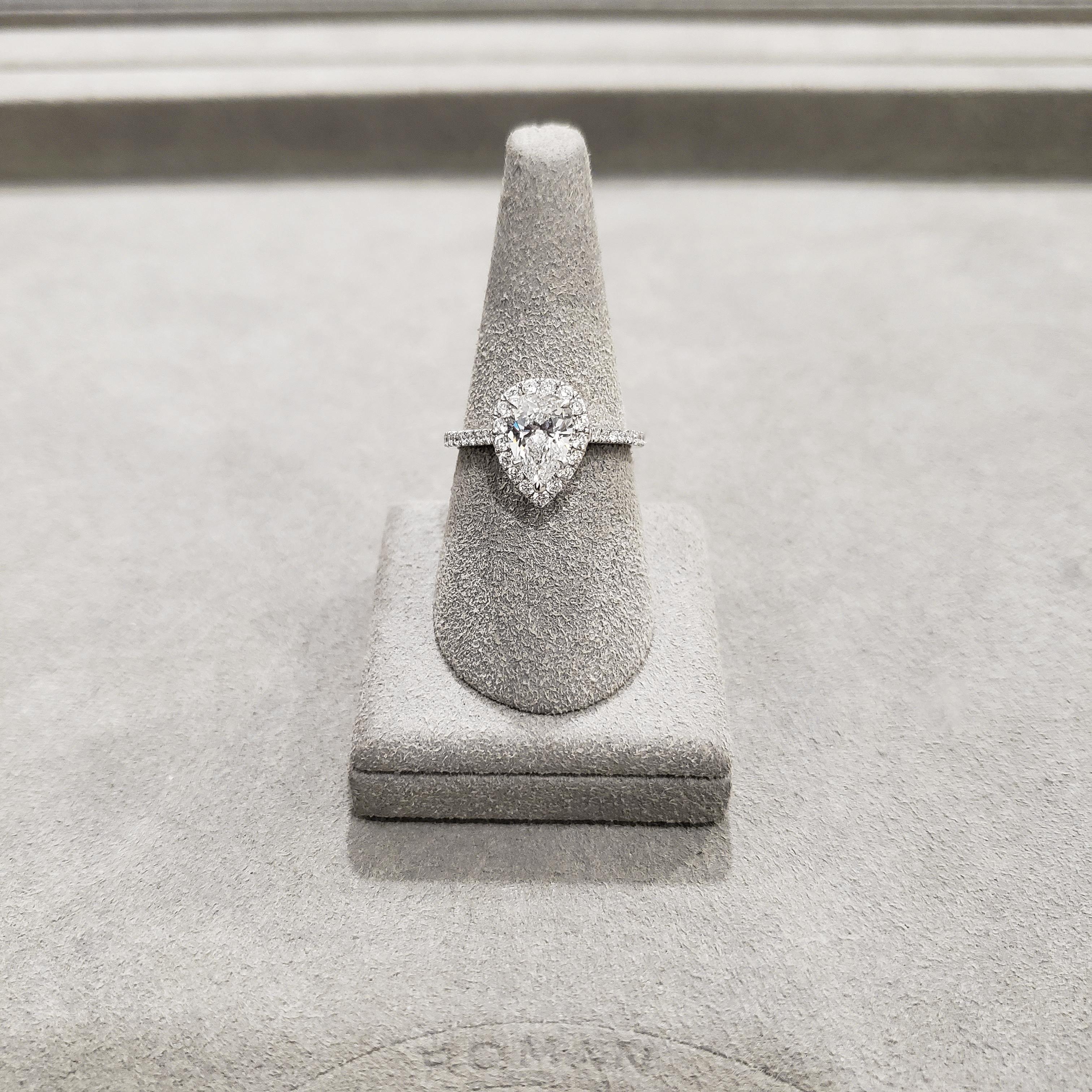 Pear Cut Roman Malakov GIA Certified 1.16 Carats Pear Shape Diamond Halo Engagement Ring For Sale