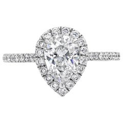 Roman Malakov GIA Certified 1.16 Carats Pear Shape Diamond Halo Engagement Ring