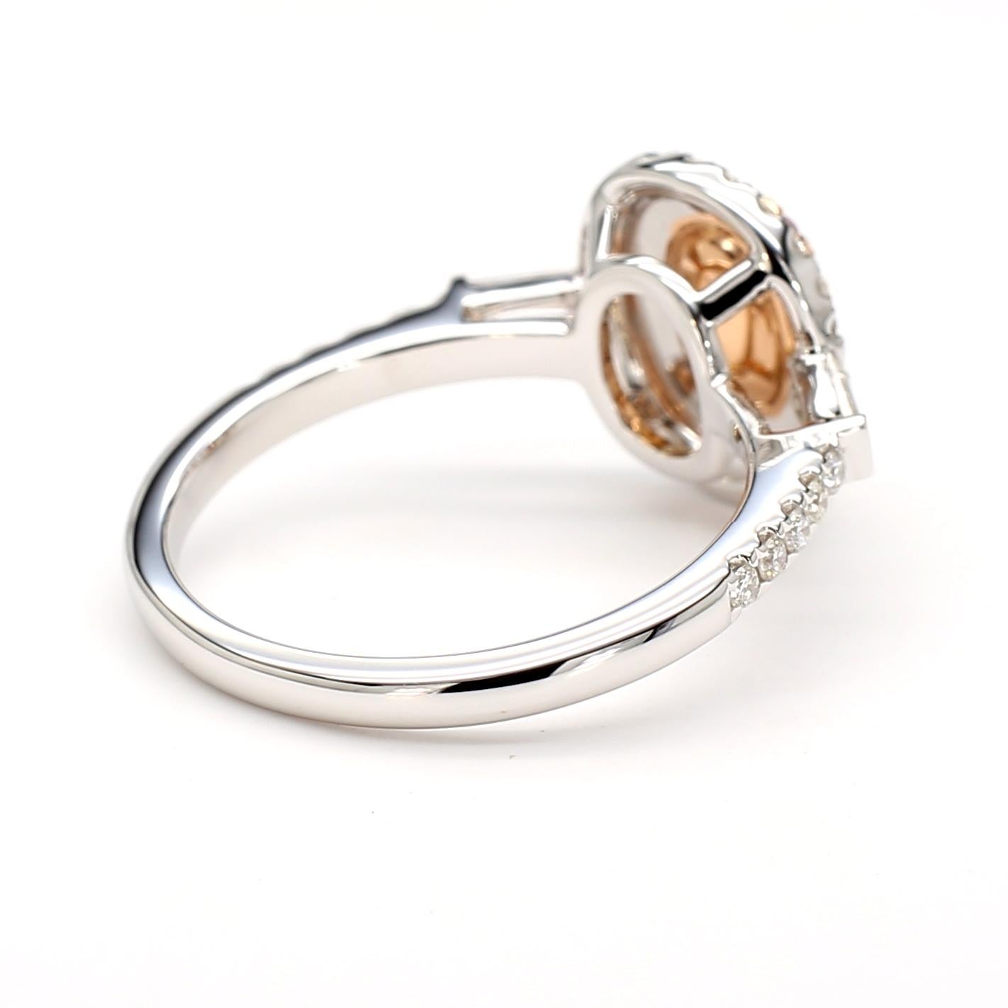 Bague double halo en or blanc 18 carats certifiée GIA 1,16 carat de diamant rose taille ovale en vente 1