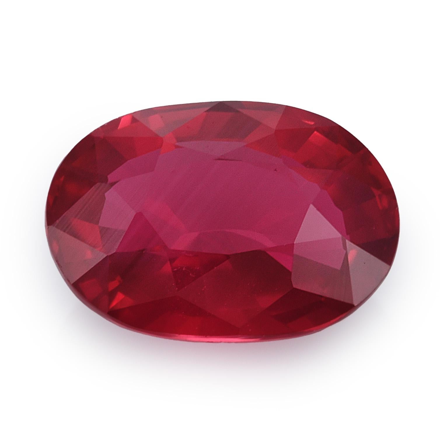 Women's or Men's Natural Unheated Red Mozambique Ruby 1.16 carats with GIA Report / JupiterGem For Sale