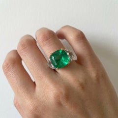GIA Certified 11.60 Carat Emerald Diamond Ring in 18K White Gold