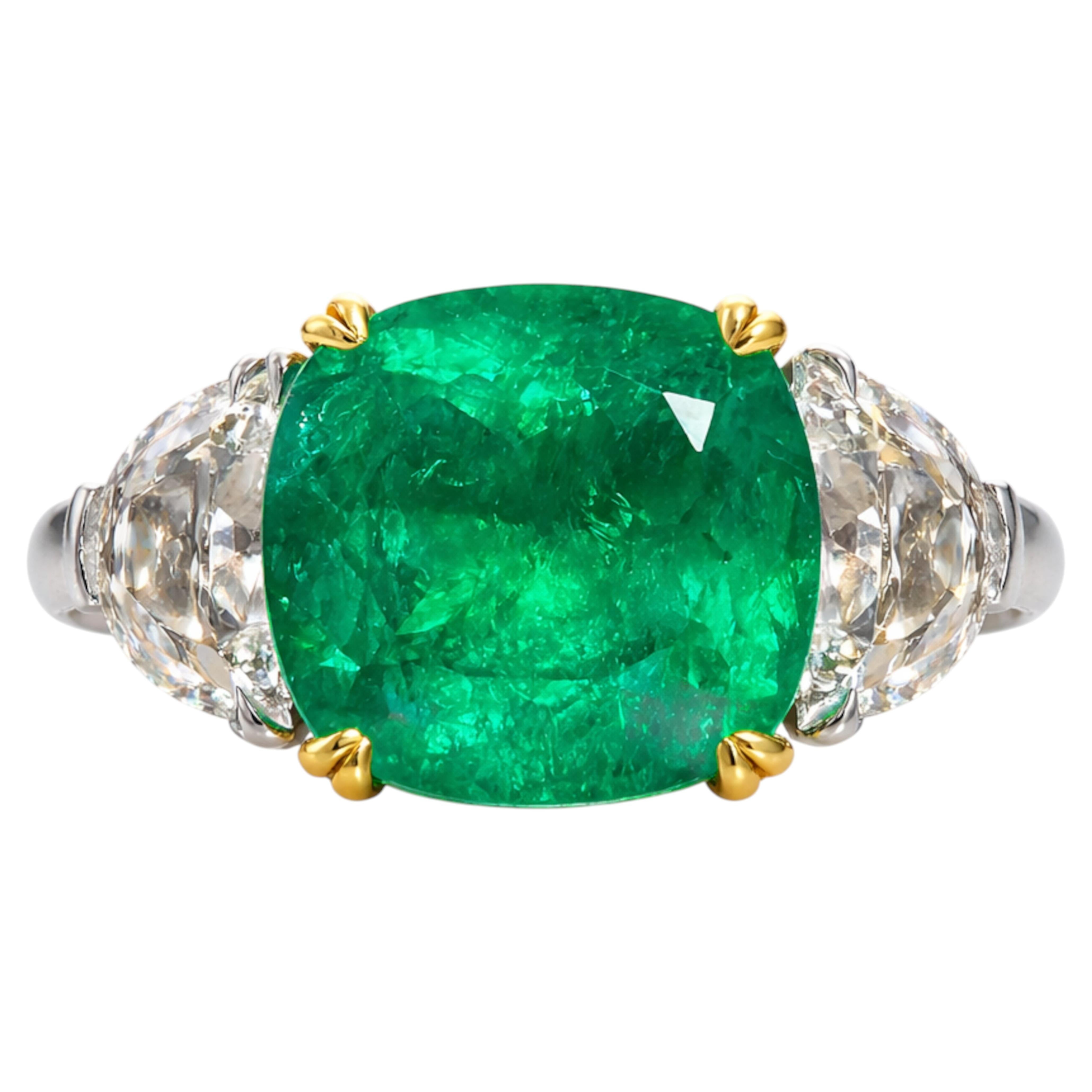 GIA Certified 11.60 Carat Emerald Diamond Ring in 18K White Gold