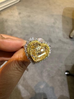 GIA Certified 11.62 Carat Fancy Yellow Diamond Ring 10 carat Heart Diamond