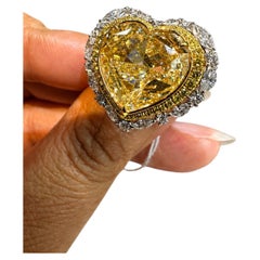 GIA Certified 11.62 Carat Fancy Yellow Diamond Ring 10 carat Heart Diamond