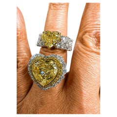 GIA Certified 11.62 Carat Fancy Yellow Diamond Ring 10 carat Heart Diamond