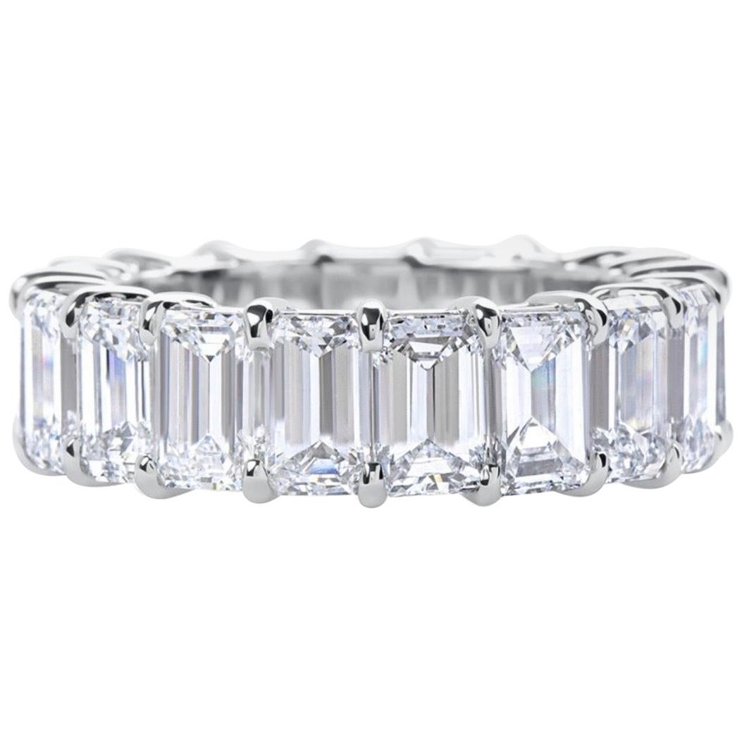 Modern GIA Certified 11.66 Carat Emerald Cut Diamond Eternity Band For Sale