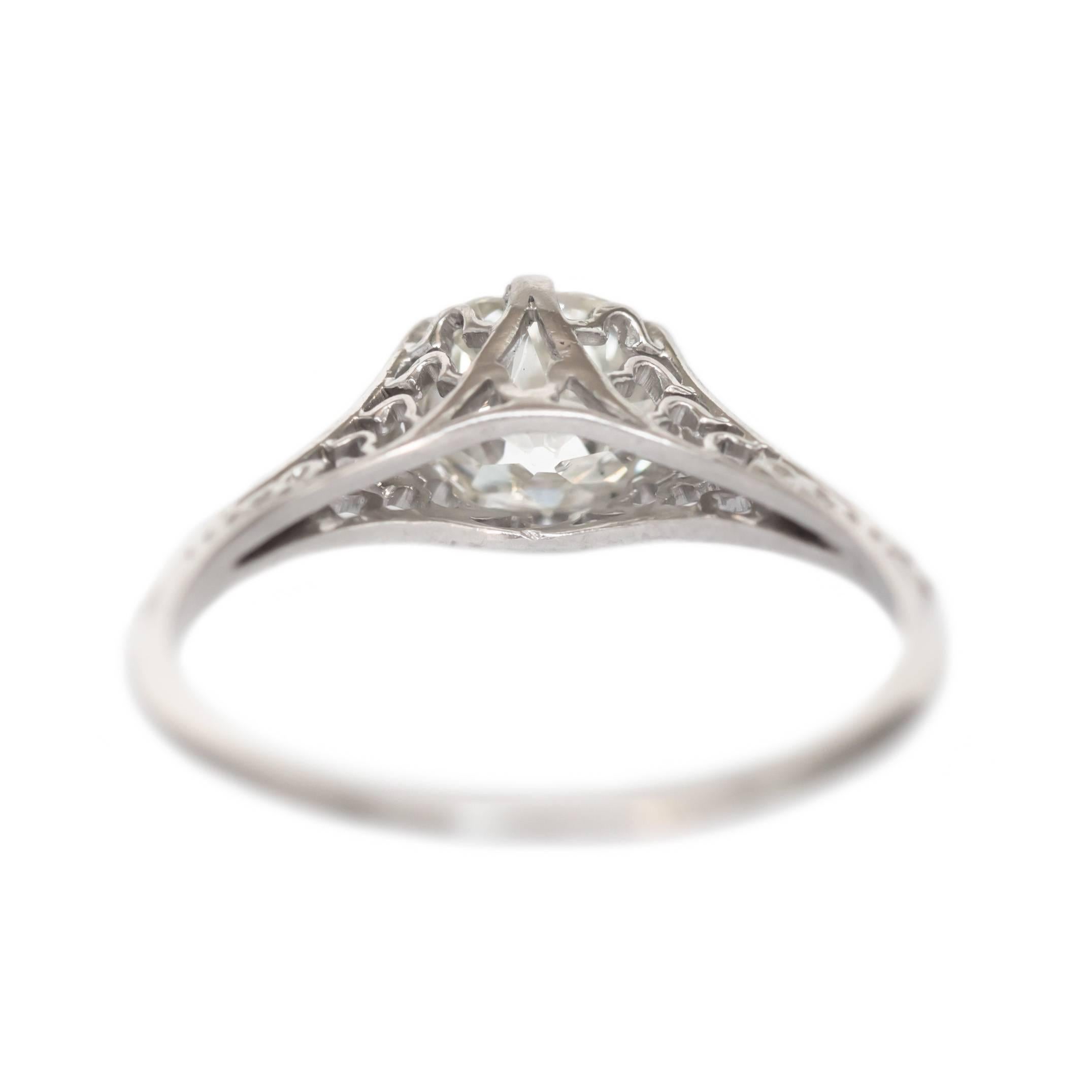 Edwardian GIA Certified 1.16 Carat Diamond Platinum Engagement Ring For Sale