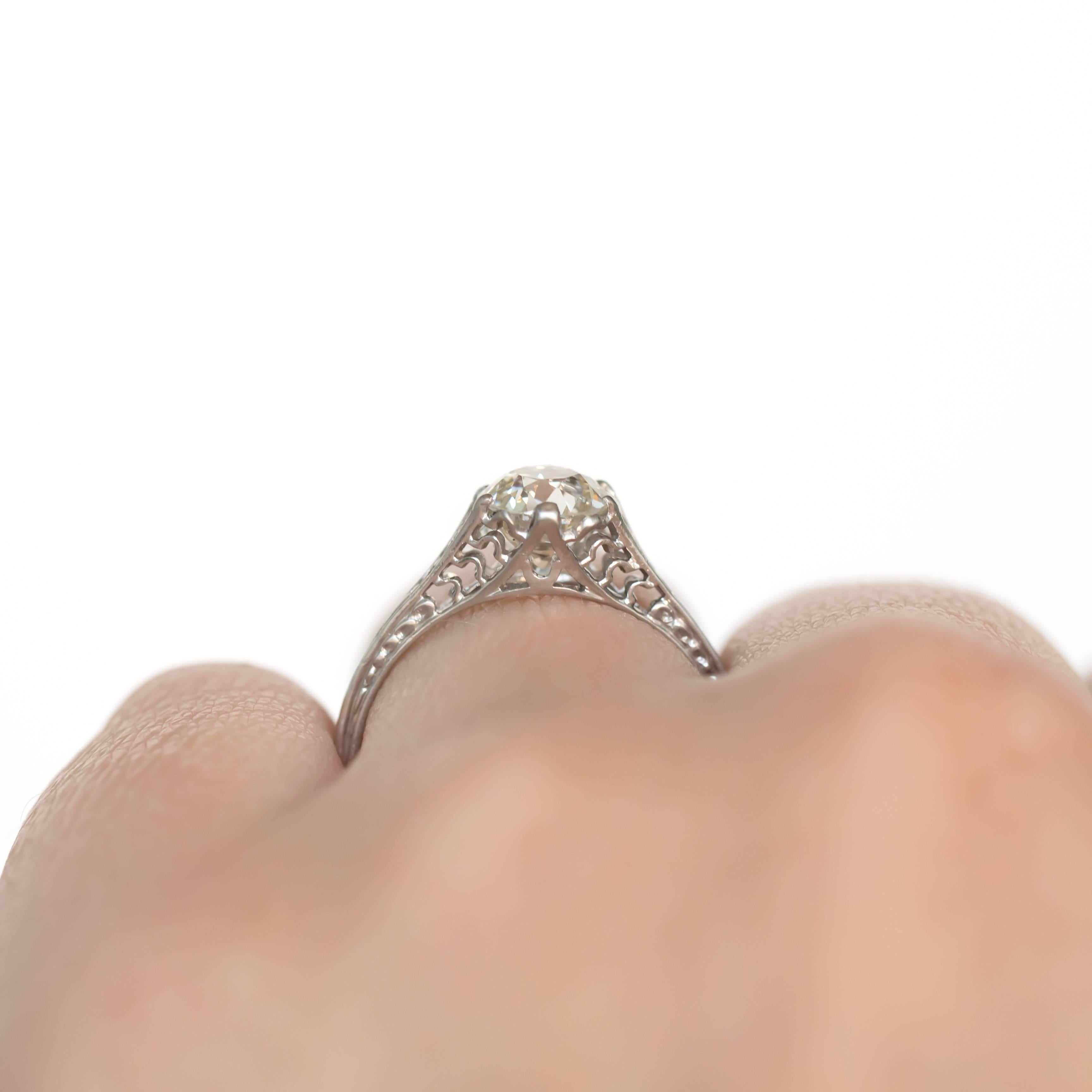 GIA Certified 1.16 Carat Diamond Platinum Engagement Ring For Sale 2
