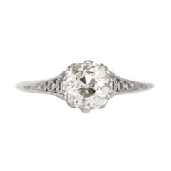 Antique GIA Certified 1.16 Carat Diamond Platinum Engagement Ring