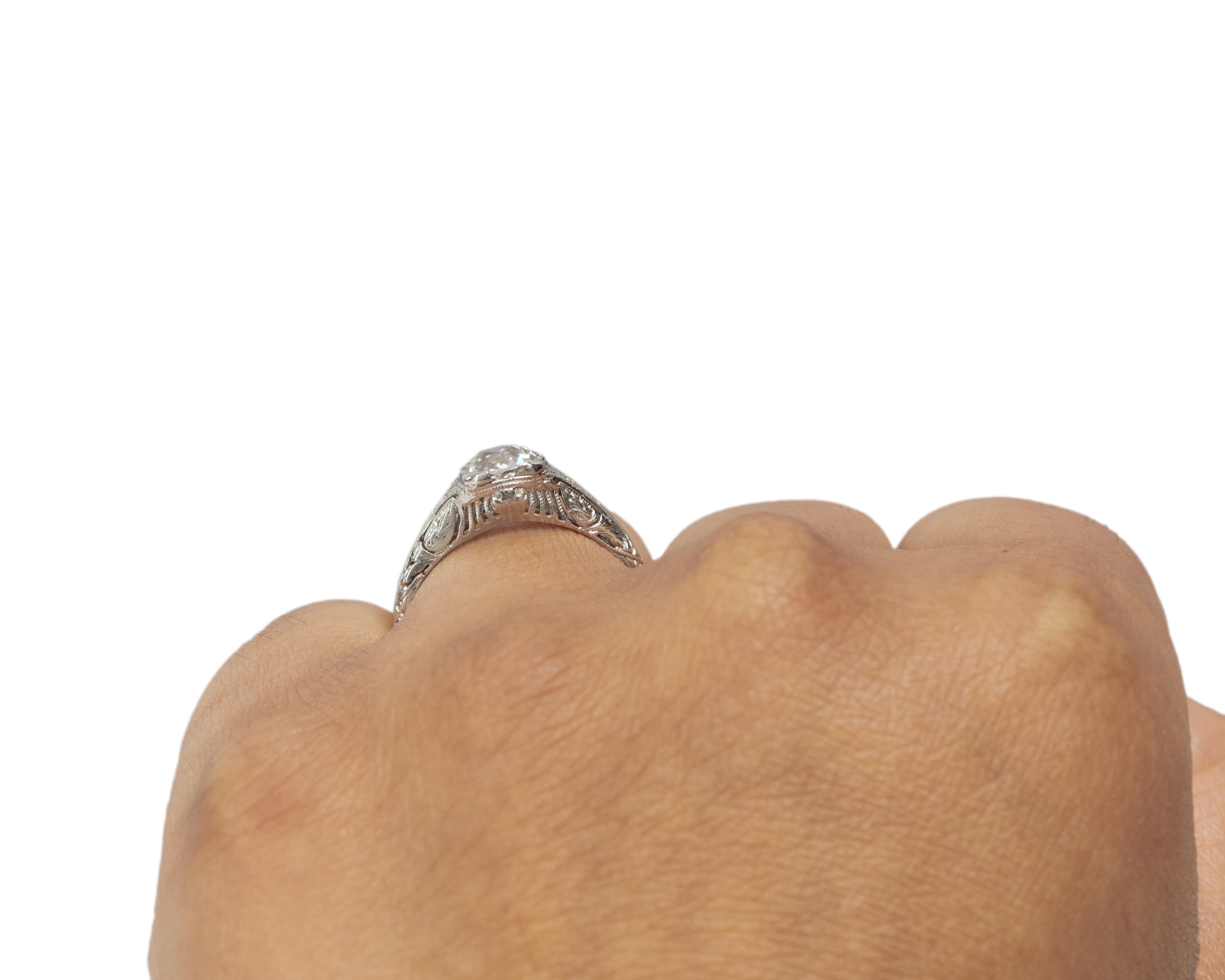 GIA Certified 1.17 Carat Art Deco Diamond Platinum Engagement Ring For Sale 1