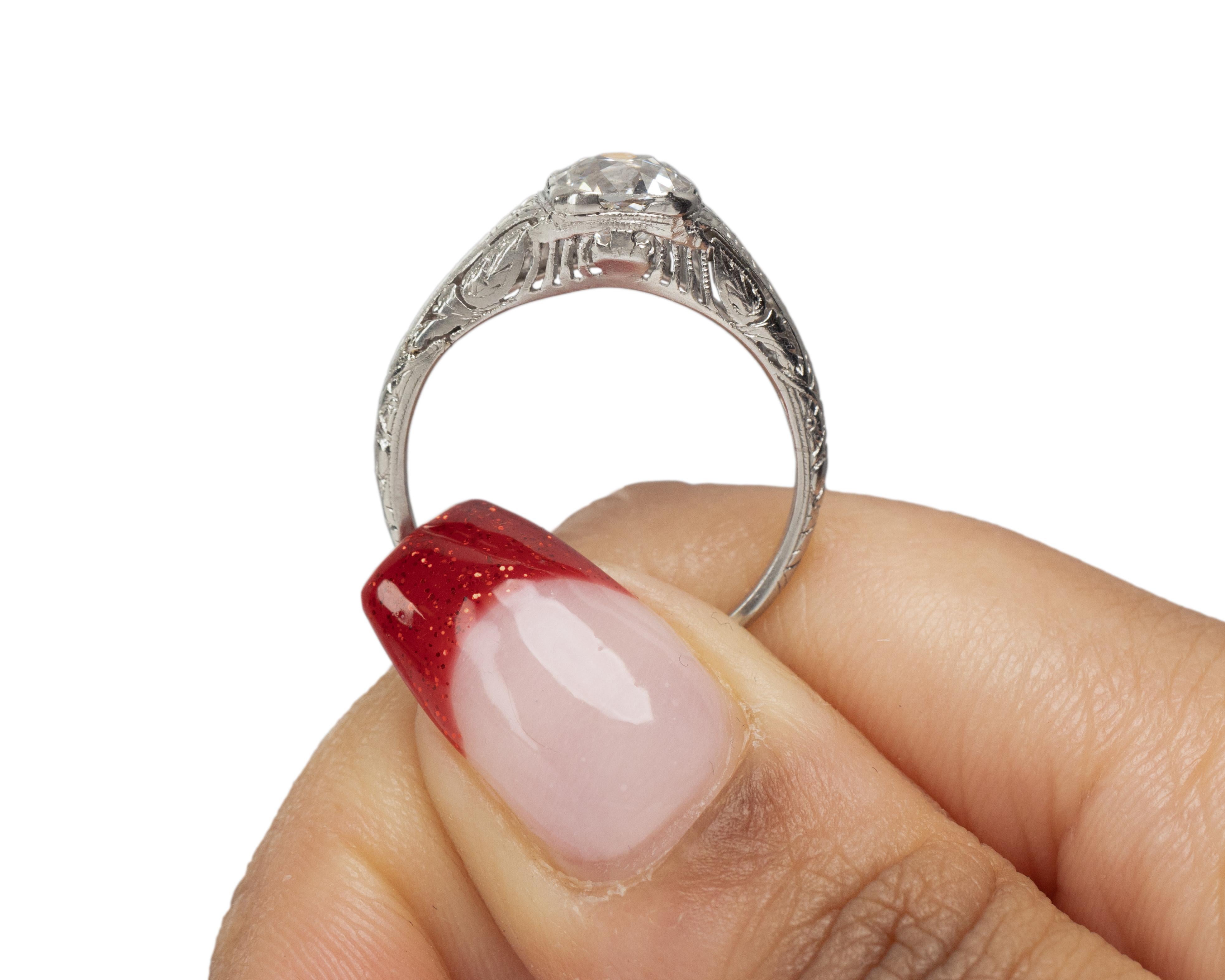 GIA Certified 1.17 Carat Art Deco Diamond Platinum Engagement Ring For Sale 3
