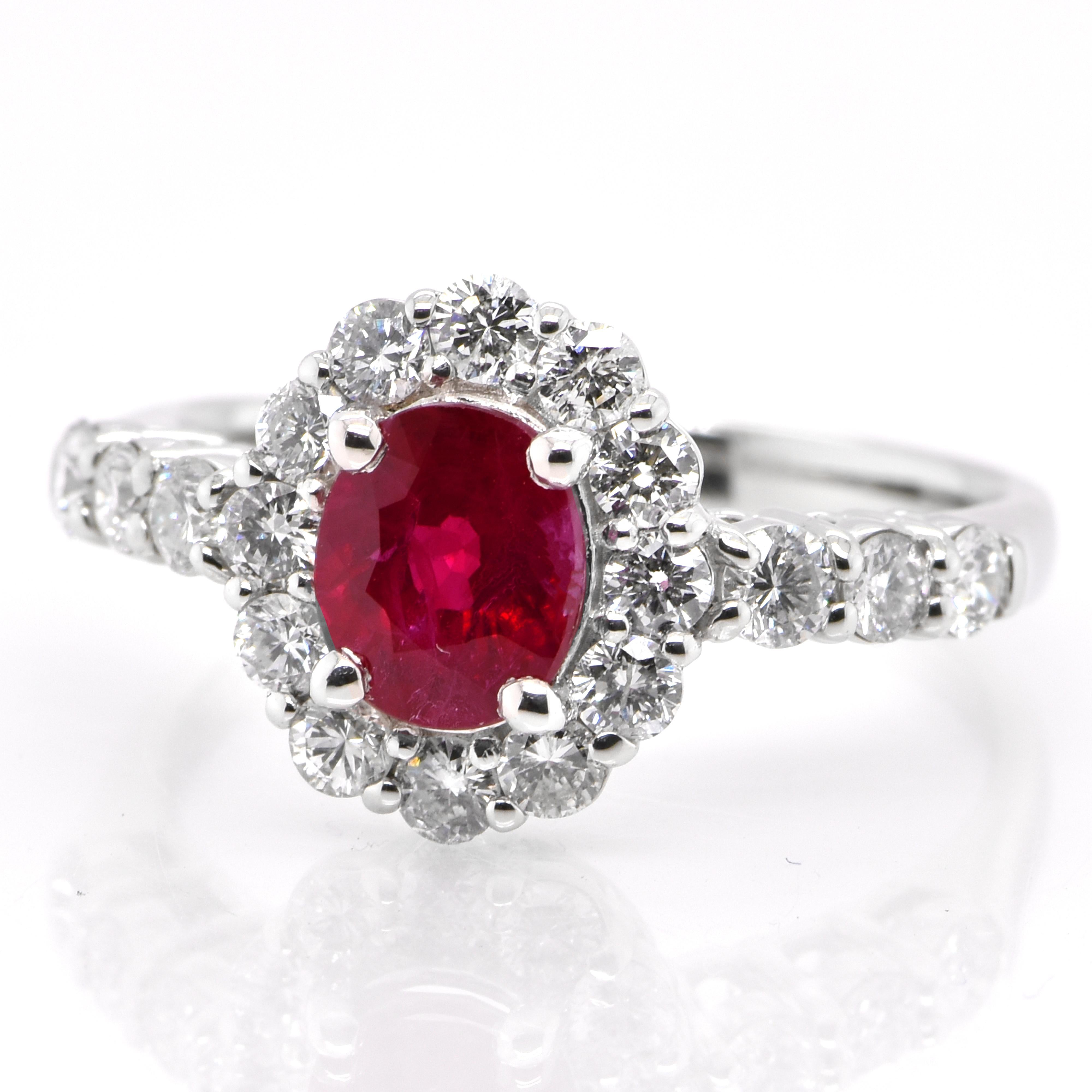 Mastercolor Ruby Set GIA Certified 1.17 Carat Burmese, Pigeon's Blood Color Ruby Ring set in ...
