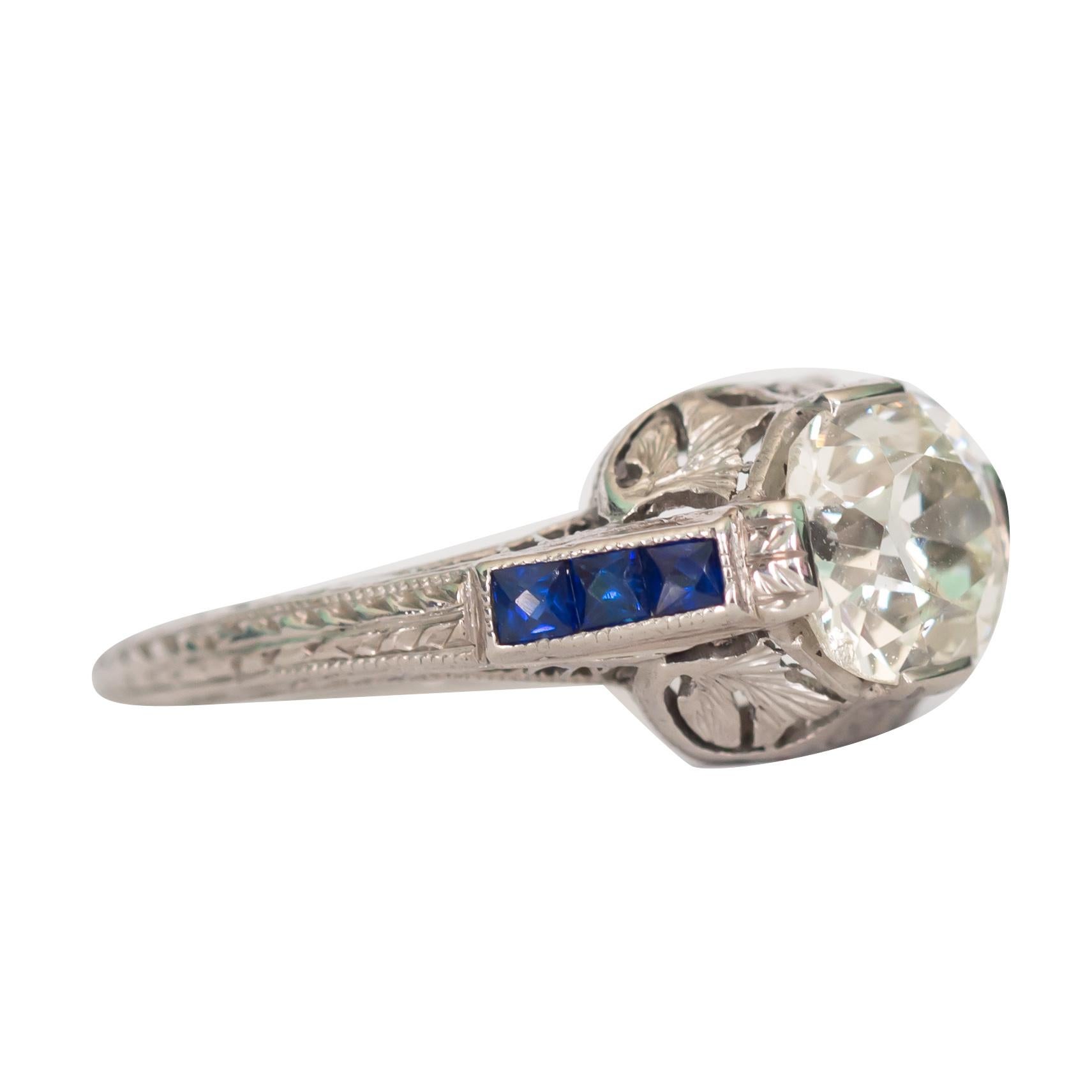 Verlobungsring mit GIA-zertifiziertem 1,17 Karat Diamant aus Platin (Art déco) im Angebot