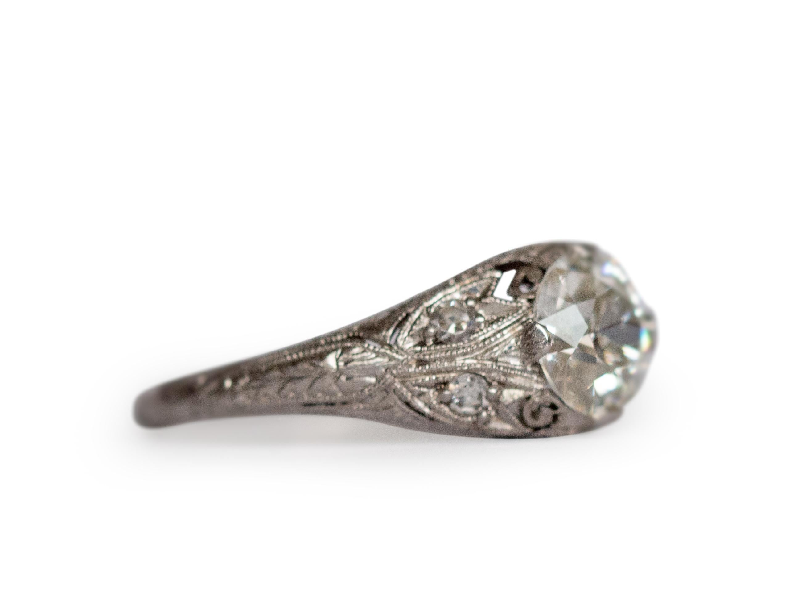 Edwardian GIA Certified 1.17 Carat Diamond Platinum Engagement Ring For Sale