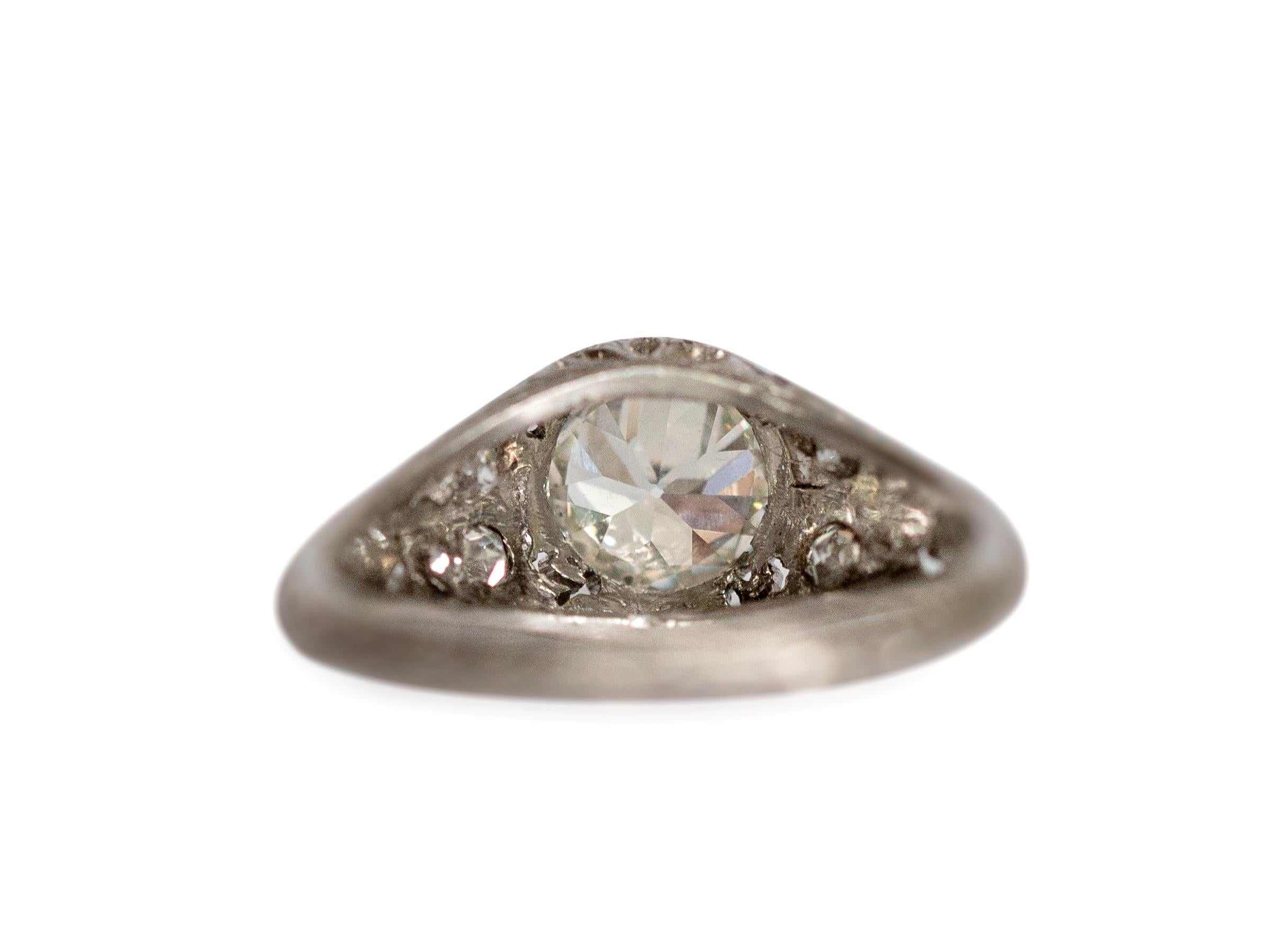Taille vieille Europe Bague de fiançailles en platine avec diamants de 1,17 carat certifiés GIA en vente