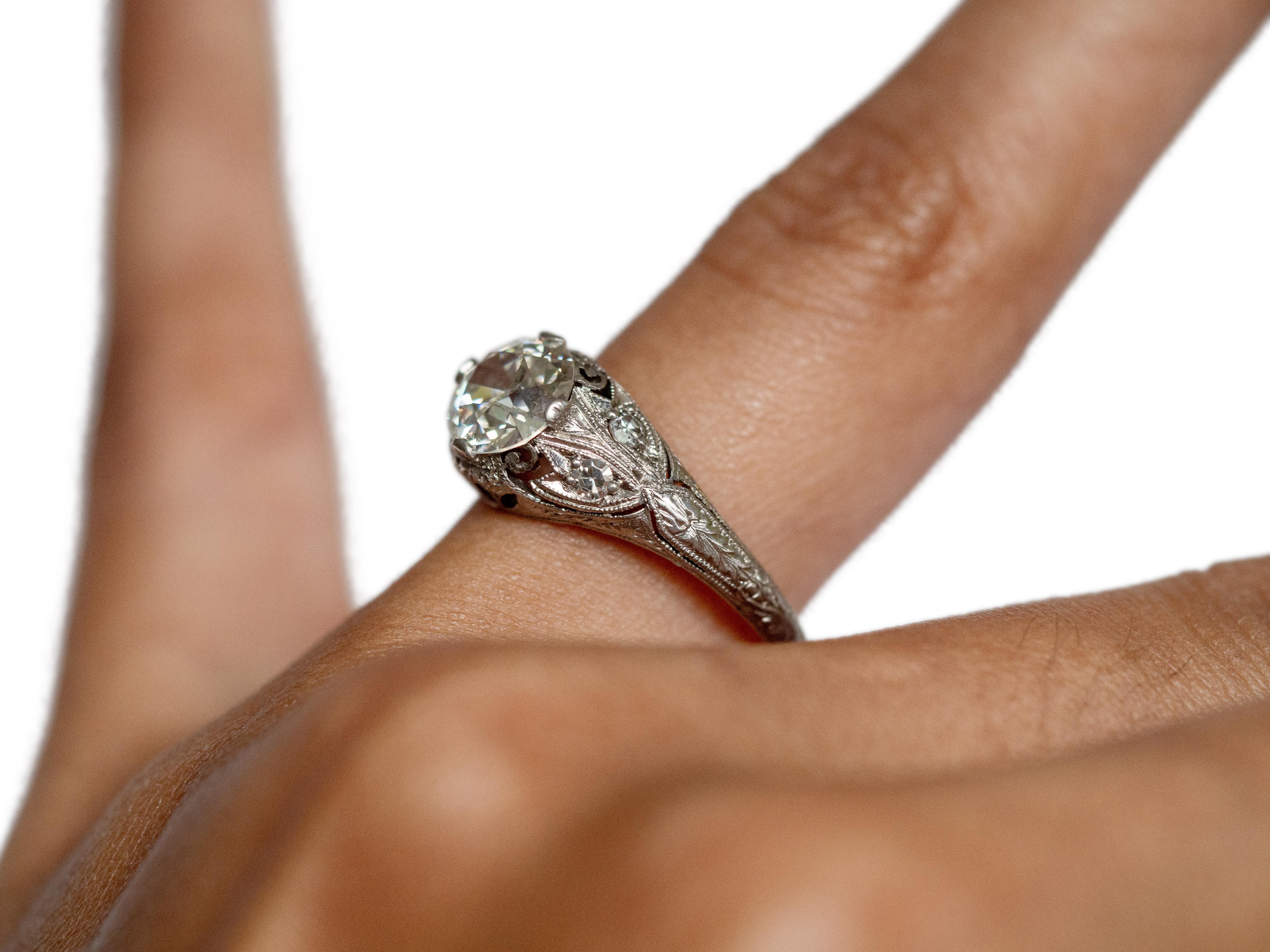 Bague de fiançailles en platine avec diamants de 1,17 carat certifiés GIA en vente 1