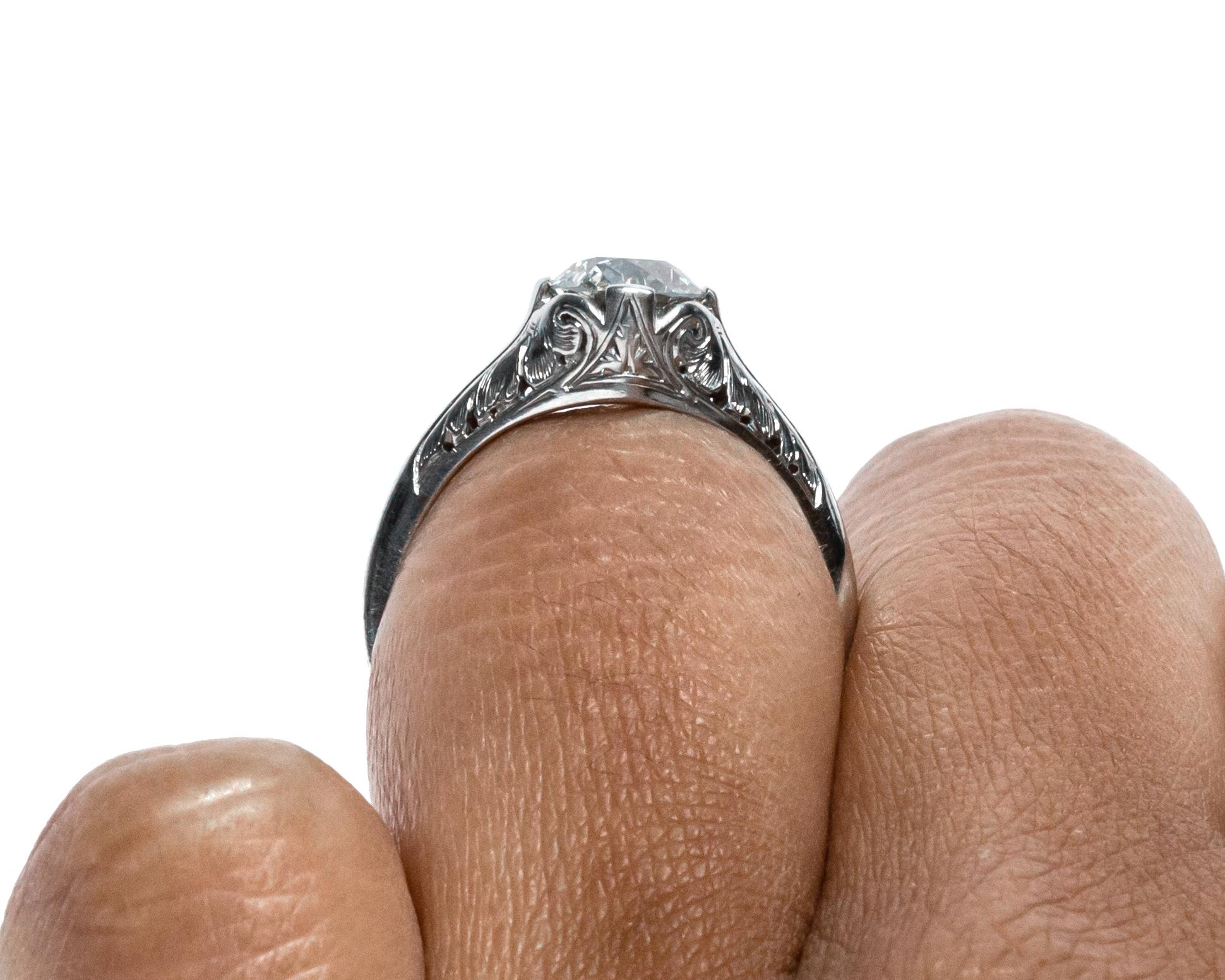 GIA Certified 1.17 Carat Diamond Platinum Engagement Ring For Sale 1