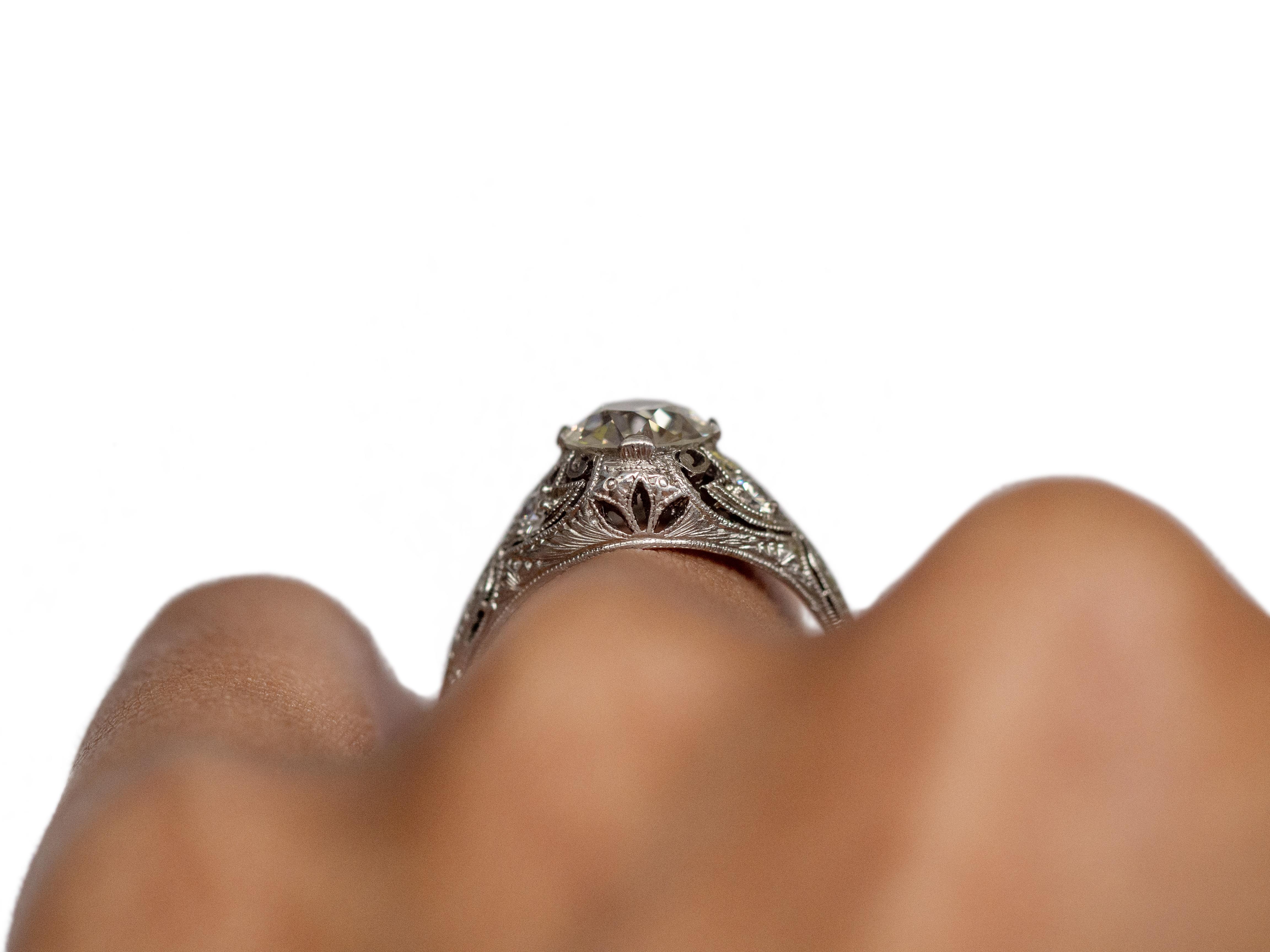 GIA Certified 1.17 Carat Diamond Platinum Engagement Ring For Sale 2