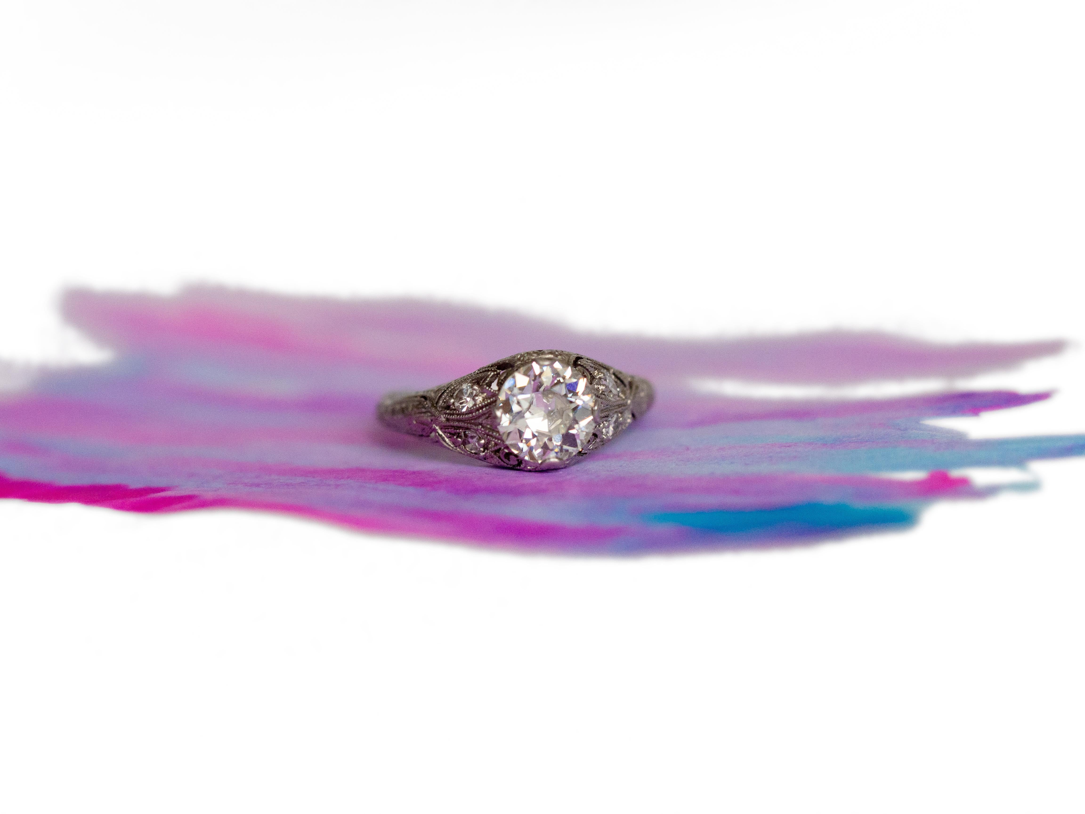 GIA Certified 1.17 Carat Diamond Platinum Engagement Ring For Sale 3