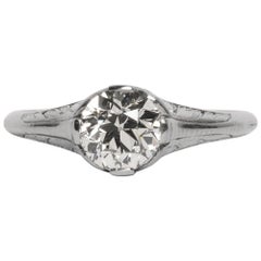 Antique GIA Certified 1.17 Carat Diamond Platinum Engagement Ring