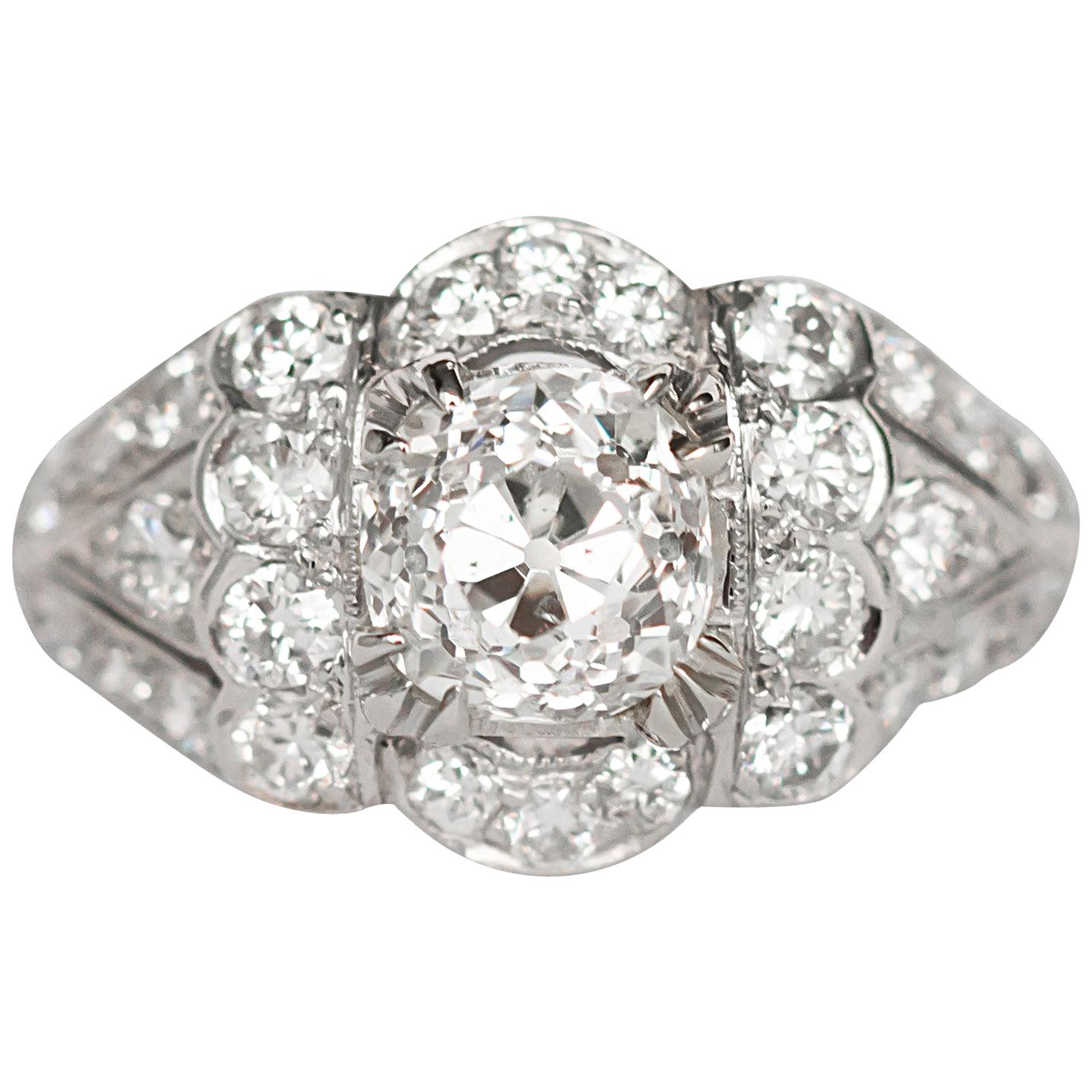 GIA Certified 1.17 Carat Diamond Platinum Engagement Ring For Sale