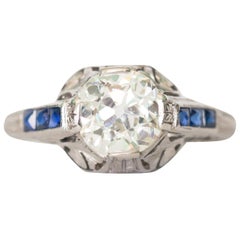Vintage GIA Certified 1.17 Carat Diamond Platinum Engagement Ring