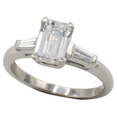 GIA Certified 1.17 Carat E VS1 Emerald Cut Natural Diamond Engagement Ring