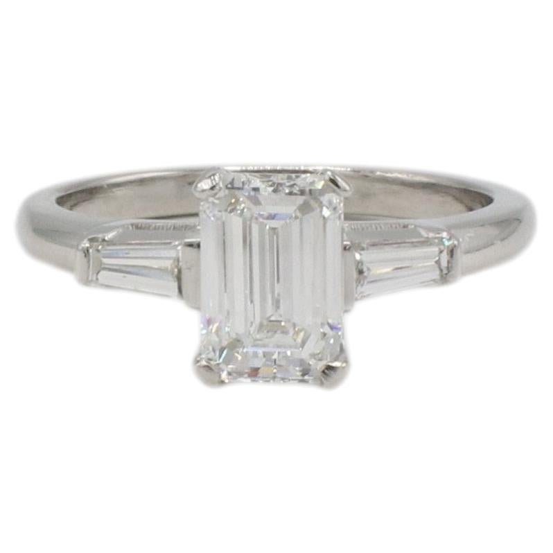 GIA Certified 1.17 Carat E VS1 Emerald Cut Natural Diamond Engagement Ring