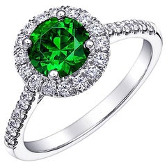 Natürlicher Demantoid-Granatstein 1,17 Karat in Platinring mit Diamanten / GIA-Bericht
